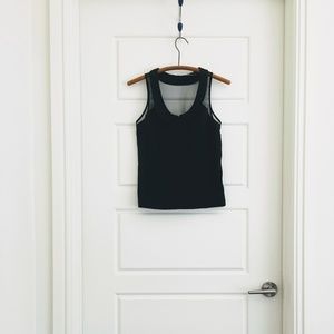 Urban Outfitters retro black tank with mesh detail